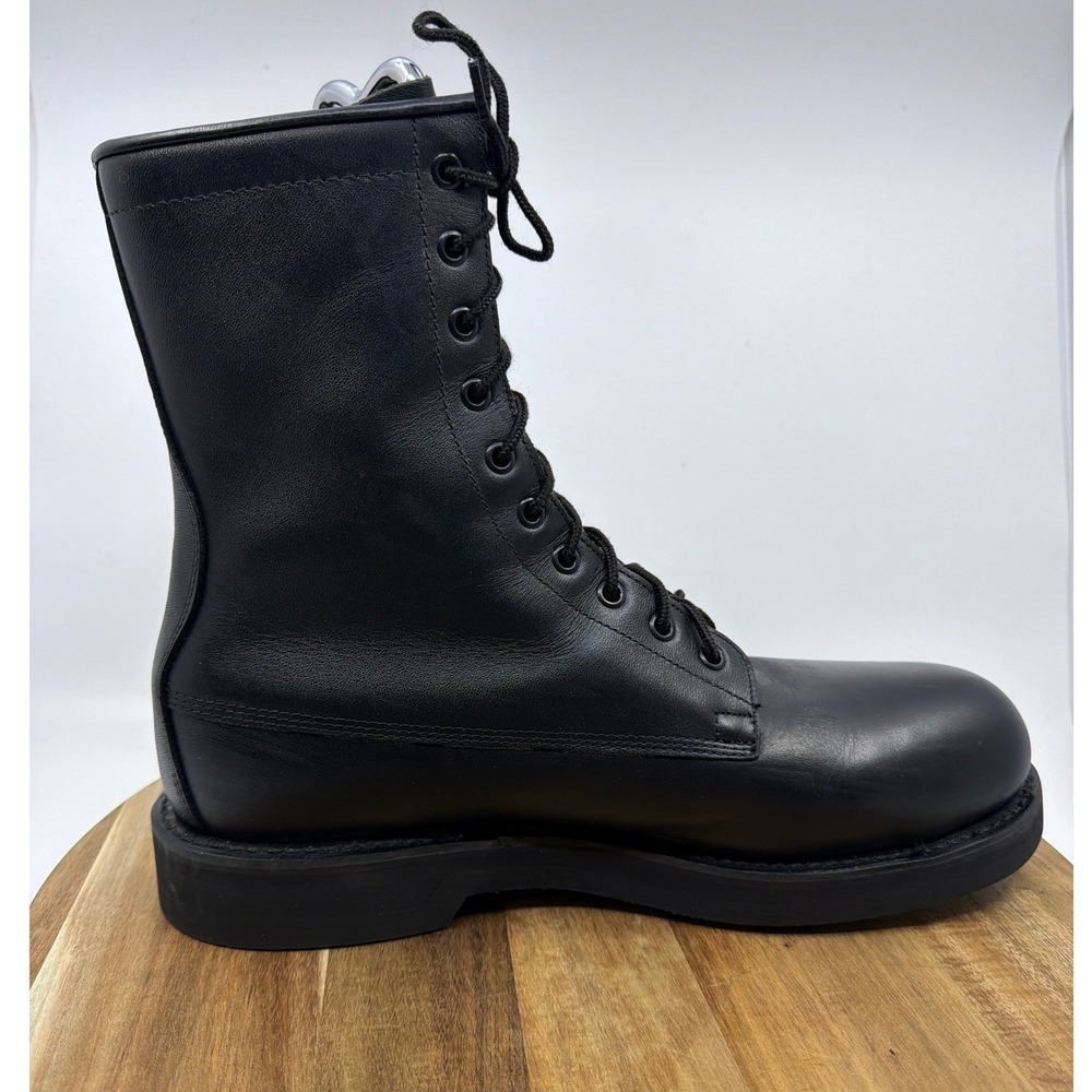 Addison Shoe Company‎ Black Leather Military Combat Boots Vibram 10.5 R 063111 - Picture 9 of 12